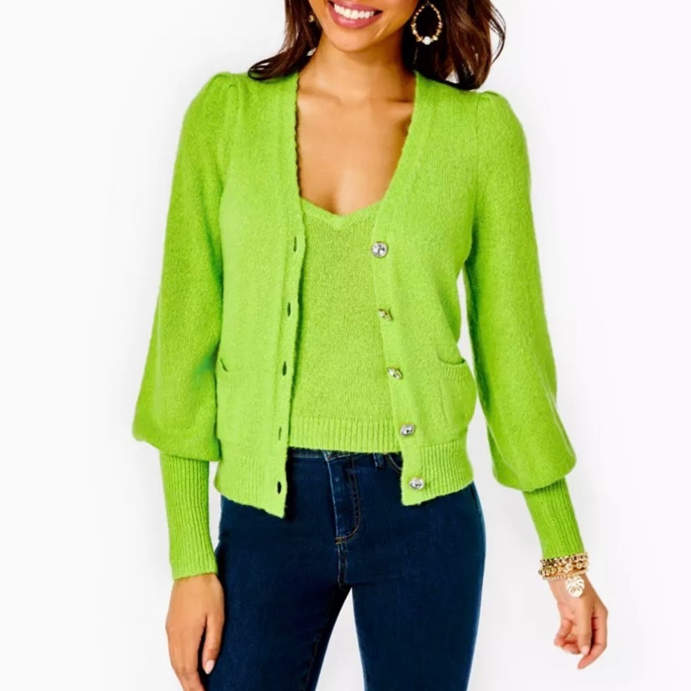 Lilly Pulitzer Angeli Lime Green Cardigan & Tank Set